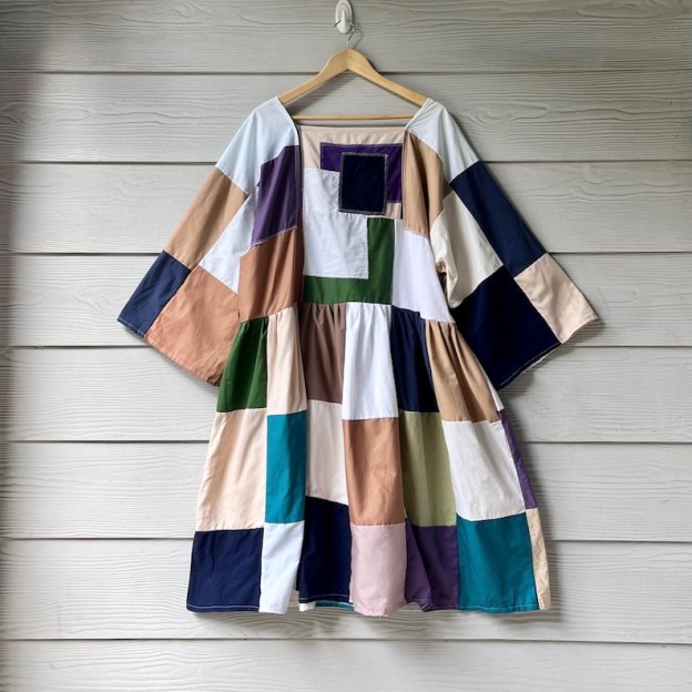 Handmade Quilted Patchwork Colorblock Dress SKU 06188 Square/Netural