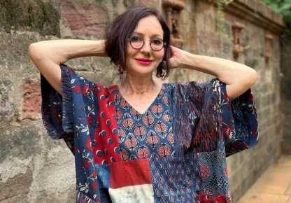 Simple Cotton Patchwork Kaftan Top