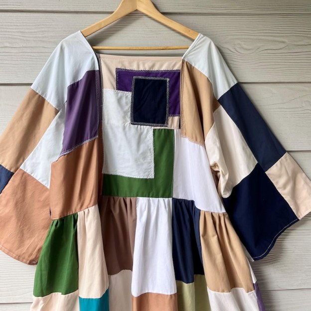 Handmade Quilted Patchwork Colorblock Dress SKU 06188 Square/Netural