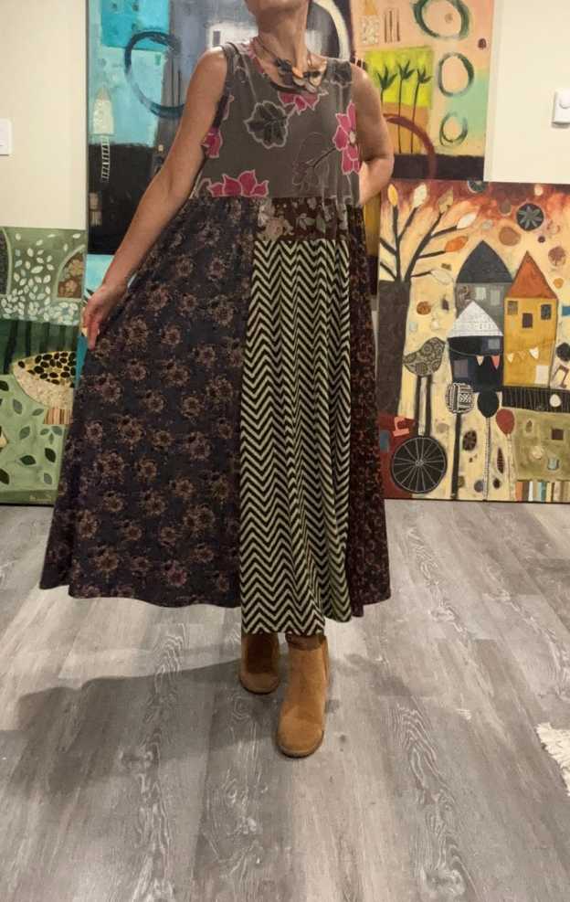 Colorful Sleeveless Patchwork Dress