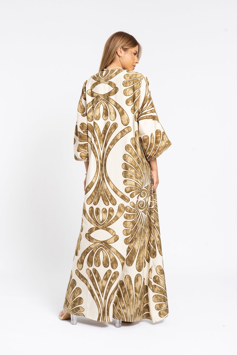 Chic Cafe Print Summer Embroidered Kaftan