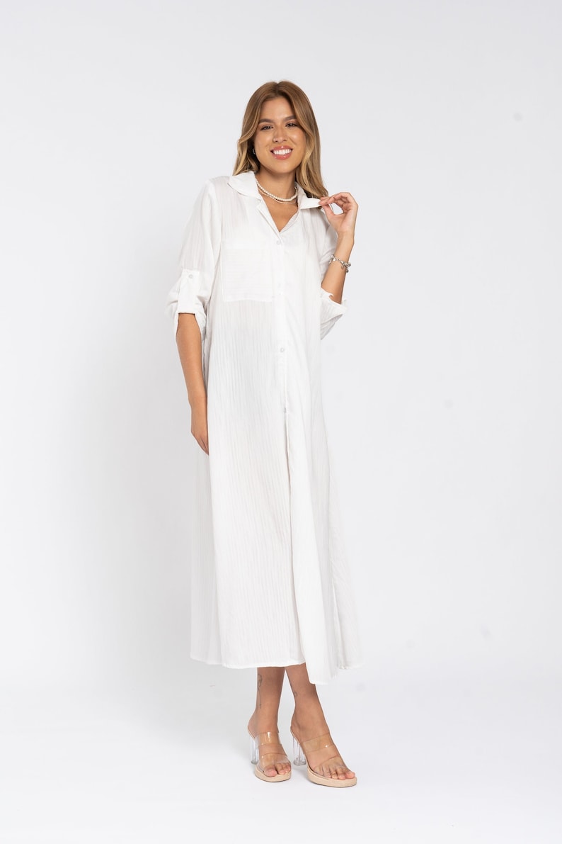 White Linen Shirt Dress