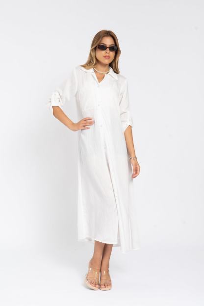 White Linen Shirt Dress