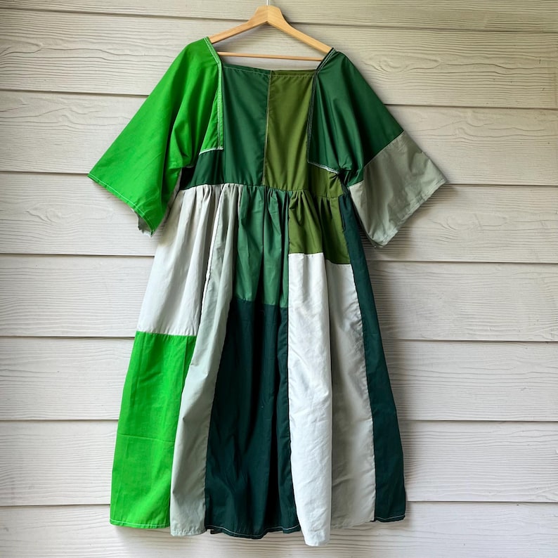 Handmade Quilted Patchwork Dress SKU 05302 Green Mixed