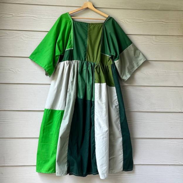 Handmade Quilted Patchwork Dress SKU 05302 Green Mixed