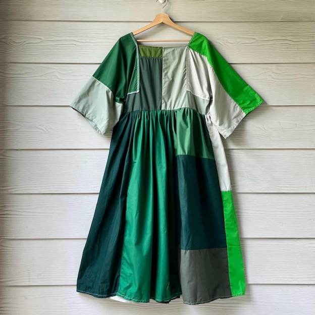 Handmade Quilted Patchwork Dress SKU 05302 Green Mixed