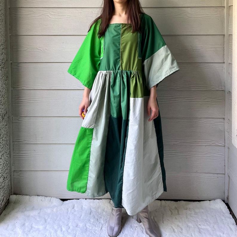 Handmade Quilted Patchwork Dress SKU 05302 Green Mixed
