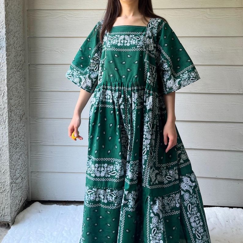 Green Handmade Bandana Dress SKU 06147