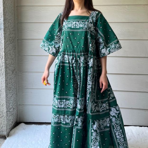 Green Handmade Bandana Dress SKU 06147