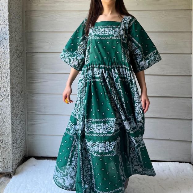 Green Handmade Bandana Dress SKU 06147