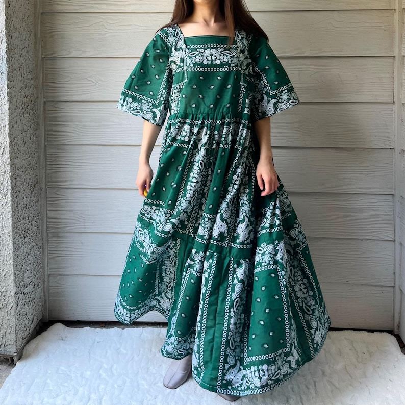 Green Handmade Bandana Dress SKU 06147