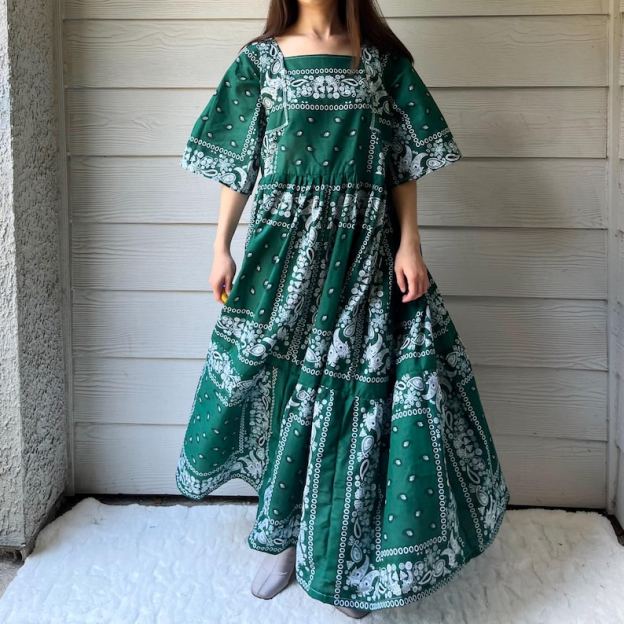 Green Handmade Bandana Dress SKU 06147