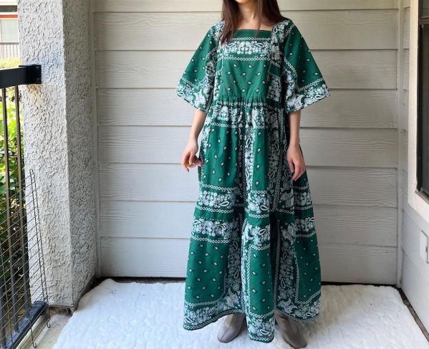 Green Handmade Bandana Dress SKU 06147