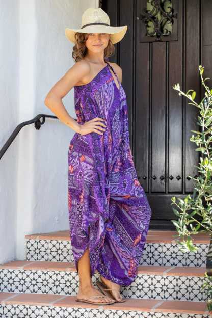 Teal Multi-Way Batik Harem Jumpsuit