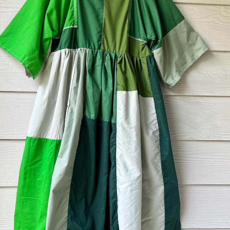 Handmade Quilted Patchwork Dress SKU 05302 Green Mixed