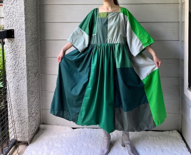 Handmade Quilted Patchwork Dress SKU 05302 Green Mixed