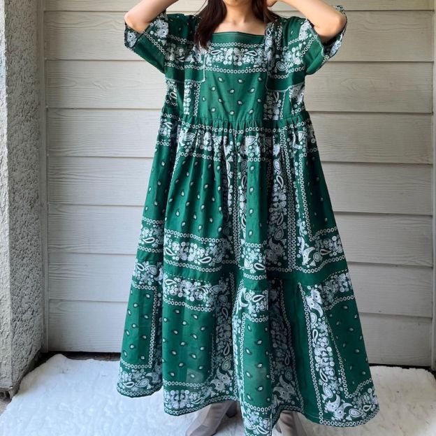 Green Handmade Bandana Dress SKU 06147