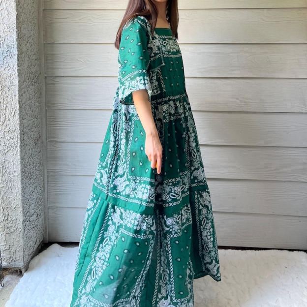 Green Handmade Bandana Dress SKU 06147