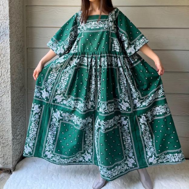 Green Handmade Bandana Dress SKU 06147