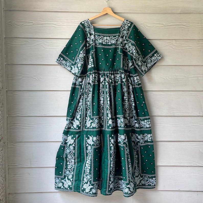 Green Handmade Bandana Dress SKU 06147