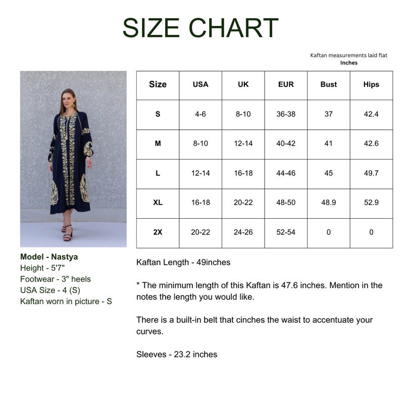 Ethnic Embroidered Navy Blue Cotton Kaftan Dress