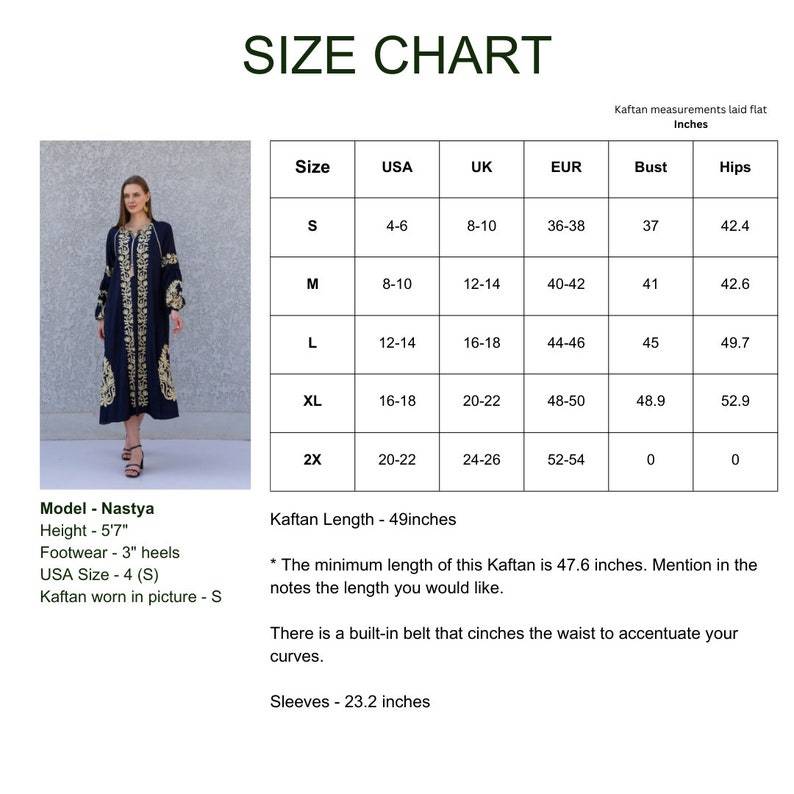 Ethnic Embroidered Navy Blue Cotton Kaftan Dress