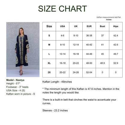 Ethnic Embroidered Navy Blue Cotton Kaftan Dress