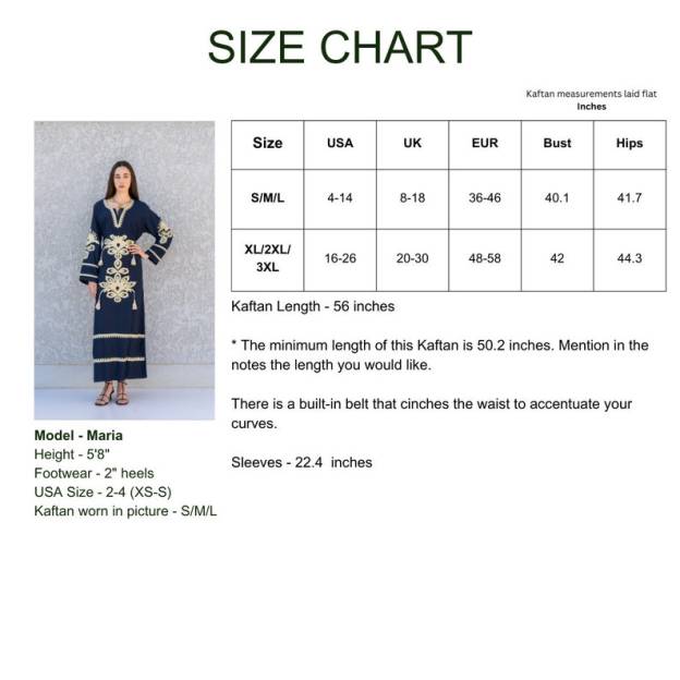 Navy Blue Cotton Kaftan Dress