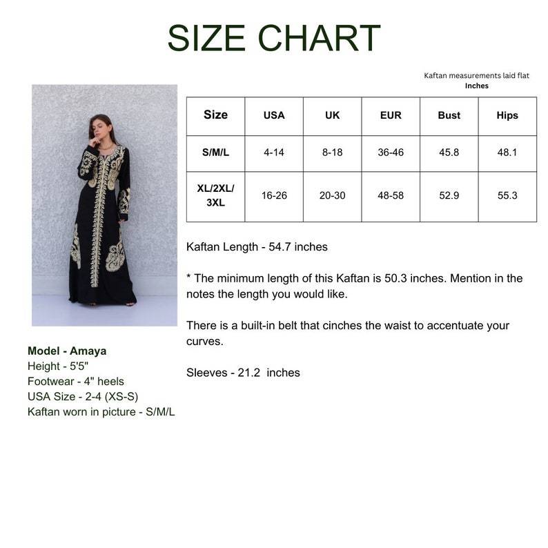 Royal Black Embroidered Cotton Caftan for Women