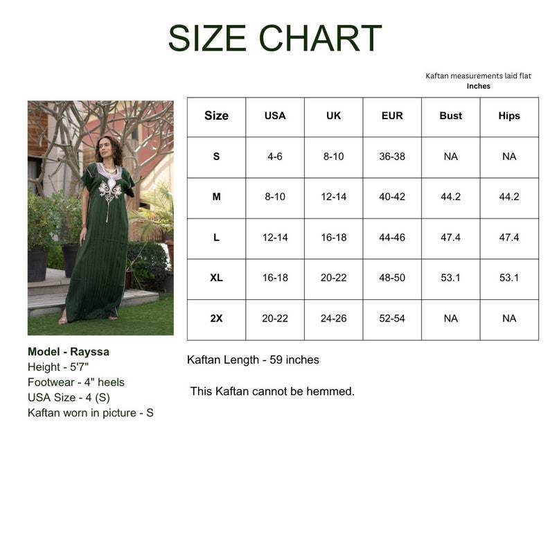 Striped Linen Green Hand Embroidered Caftan for Women