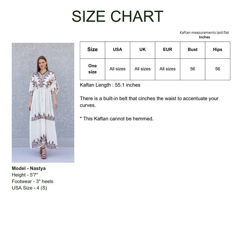 Chic White Embroidered Kaftan Dress