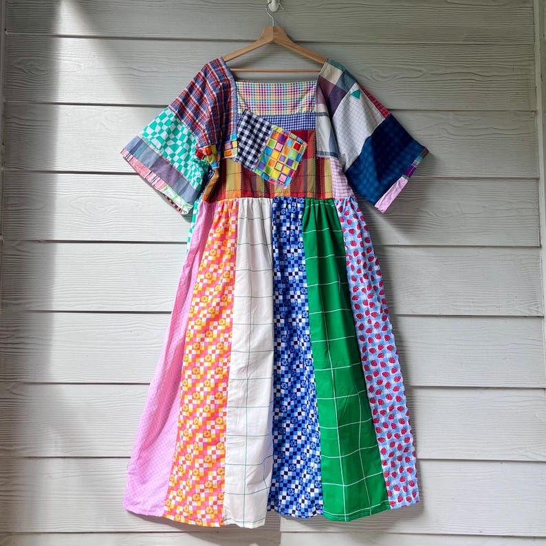 Handmade Quilted Patchwork Plaid/Gingham/Checkered Dress SKU 09044