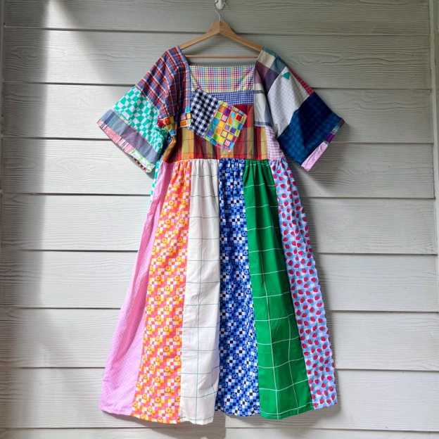 Handmade Quilted Patchwork Plaid/Gingham/Checkered Dress SKU 09044