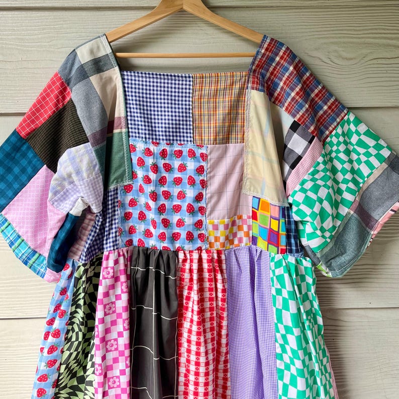 Handmade Quilted Patchwork Plaid/Gingham/Checkered Dress SKU 09044