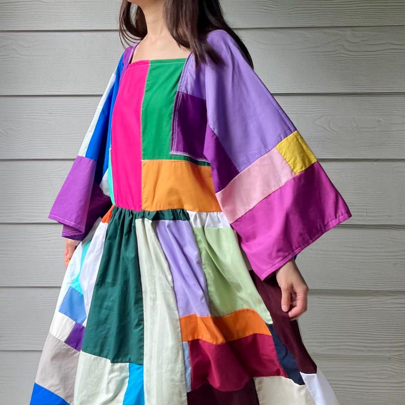 Handmade Quilted Patchwork Colorblock Dress SKU 09045