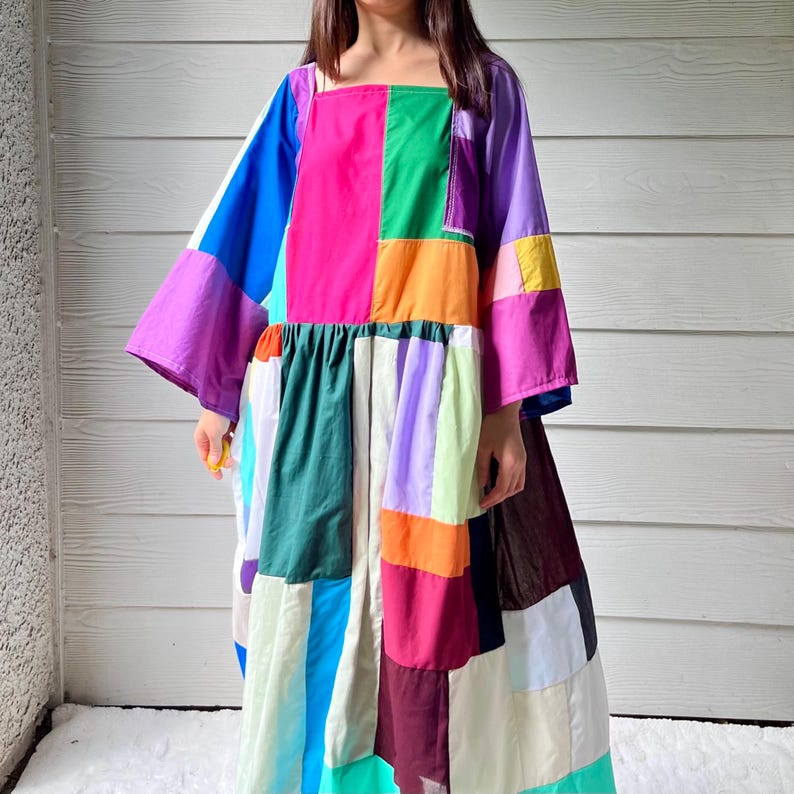 Handmade Quilted Patchwork Colorblock Dress SKU 09045