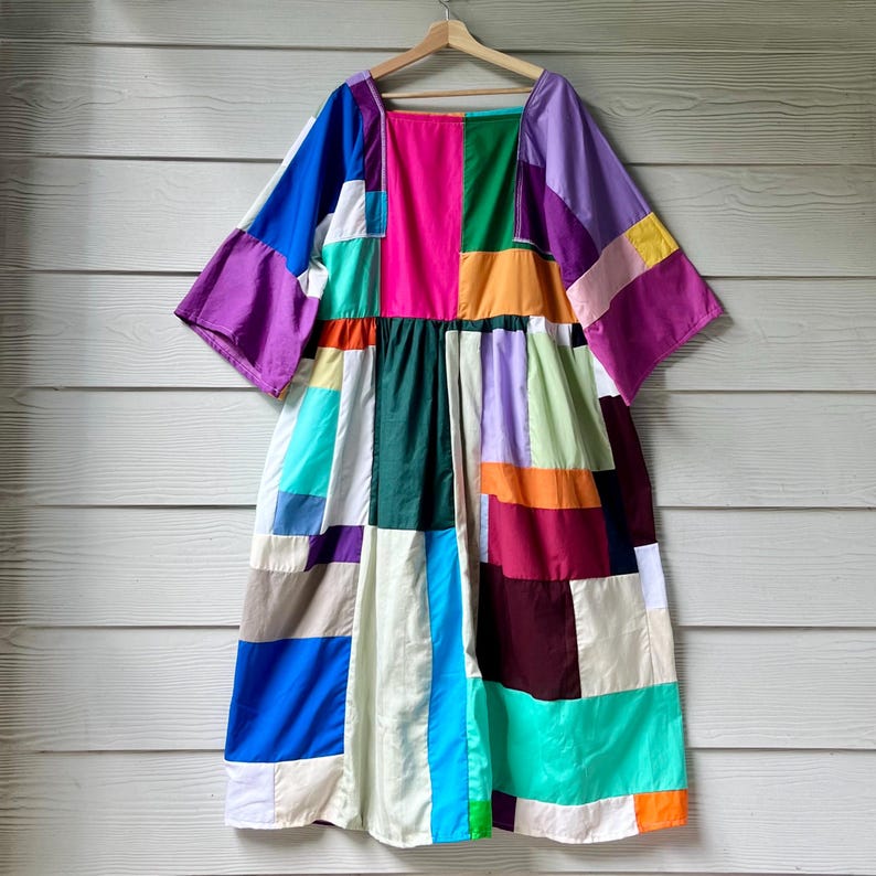 Handmade Quilted Patchwork Colorblock Dress SKU 09045