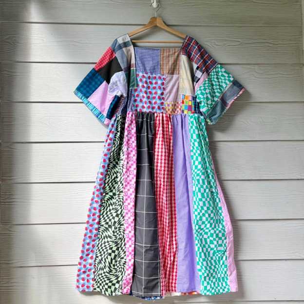 Handmade Quilted Patchwork Plaid/Gingham/Checkered Dress SKU 09044