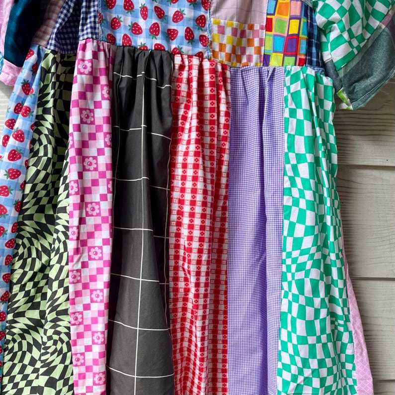 Handmade Quilted Patchwork Plaid/Gingham/Checkered Dress SKU 09044