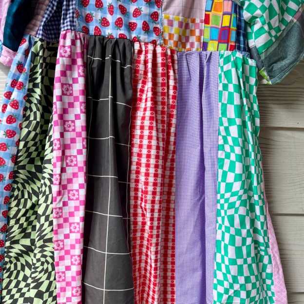 Handmade Quilted Patchwork Plaid/Gingham/Checkered Dress SKU 09044