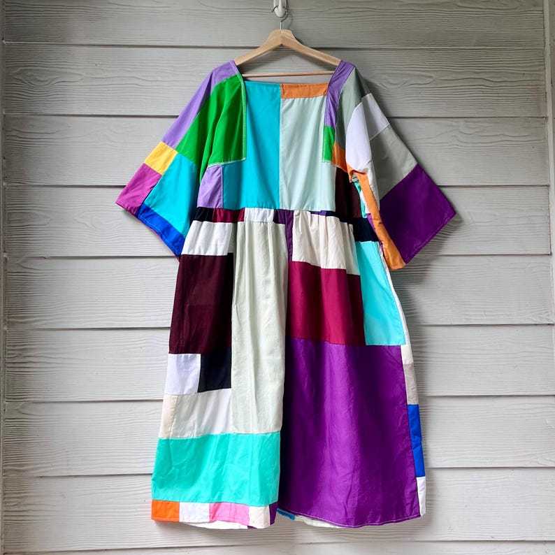 Handmade Quilted Patchwork Colorblock Dress SKU 09045