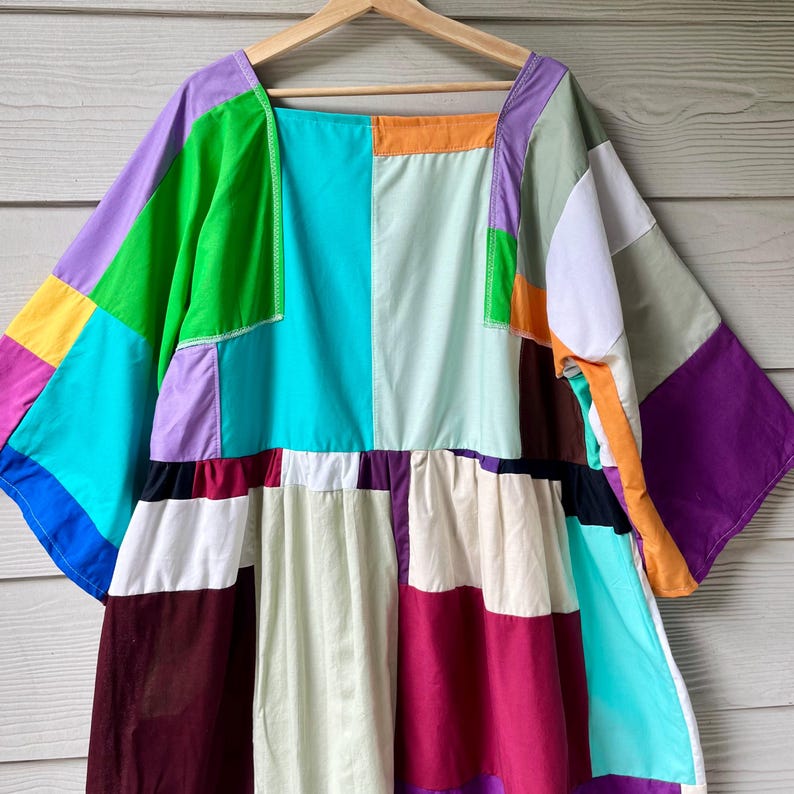 Handmade Quilted Patchwork Colorblock Dress SKU 09045