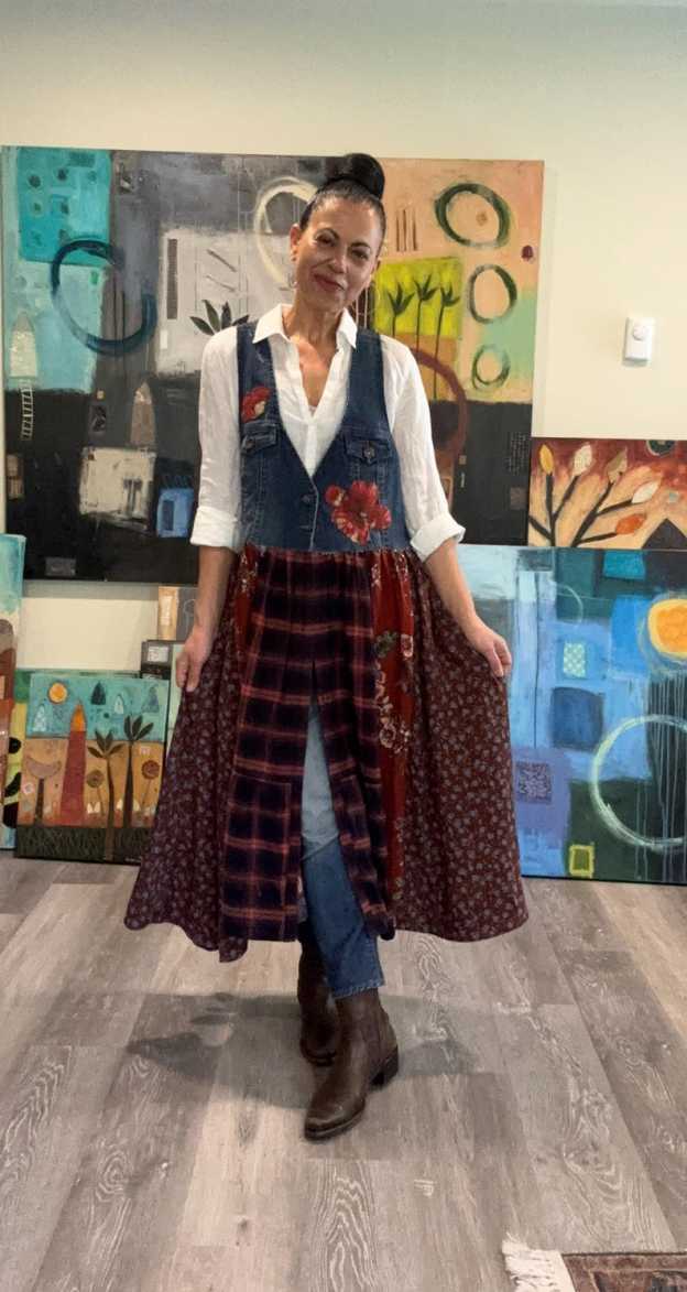 Patchwork Hippie Long Sleeveless Duster