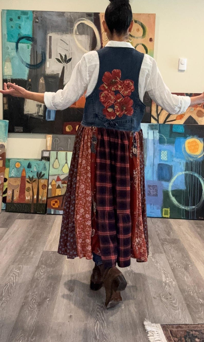 Patchwork Hippie Long Sleeveless Duster