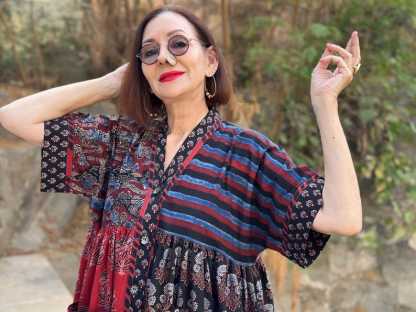 Cotton Dress with Hand Printed Fabrics