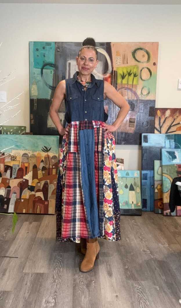 Sleeveless Boho Denim Patchwork Maxi Dress