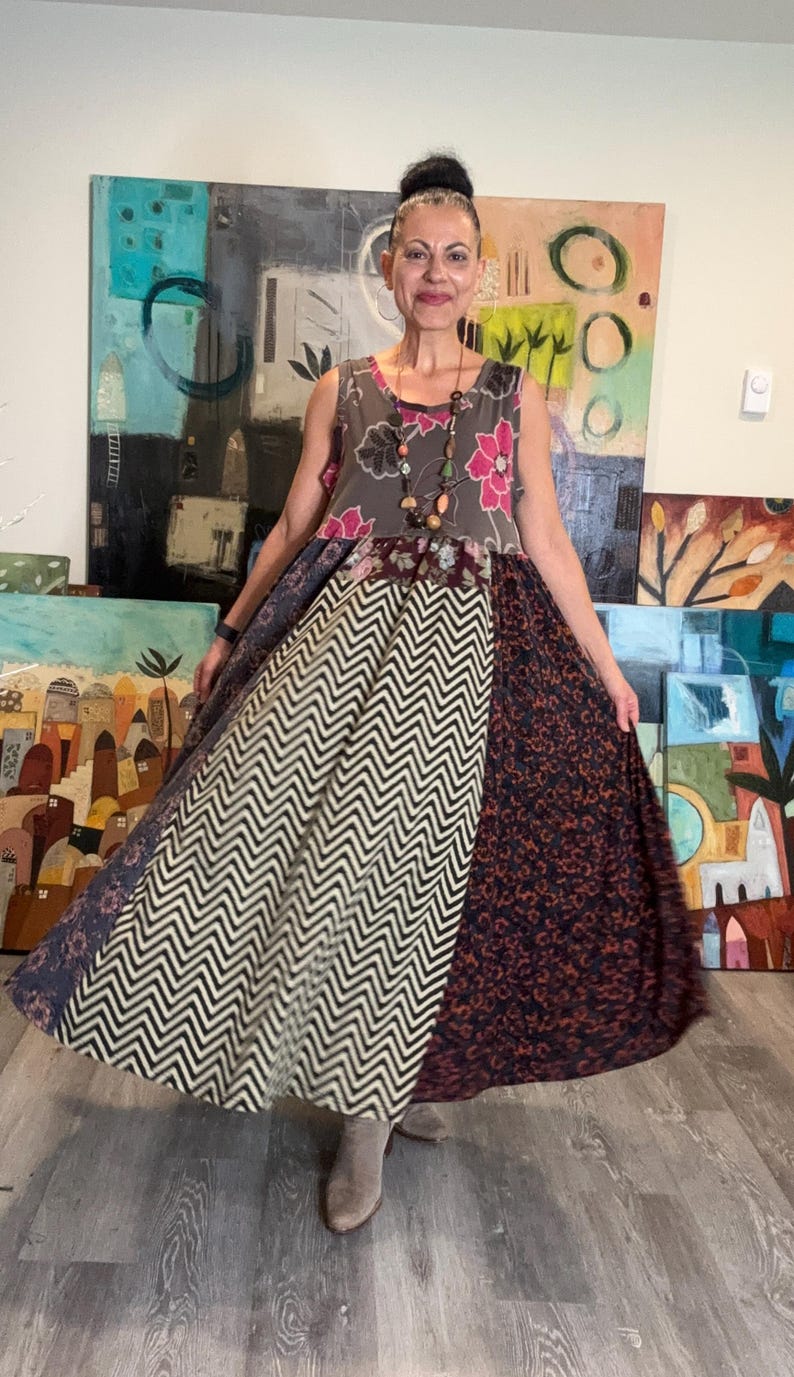 Colorful Sleeveless Patchwork Dress