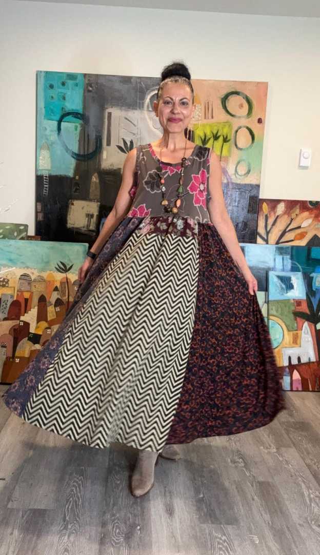 Colorful Sleeveless Patchwork Dress