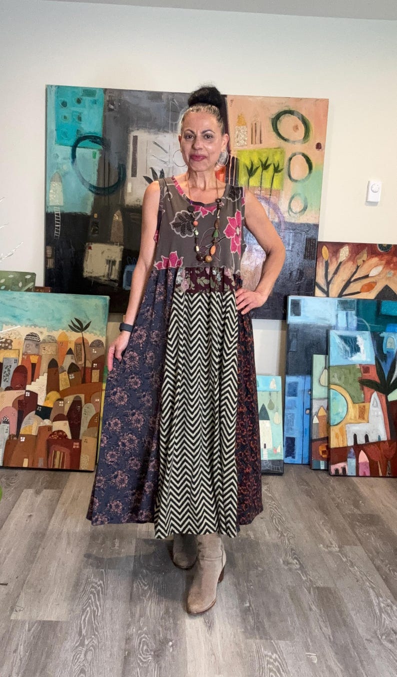 Colorful Sleeveless Patchwork Dress