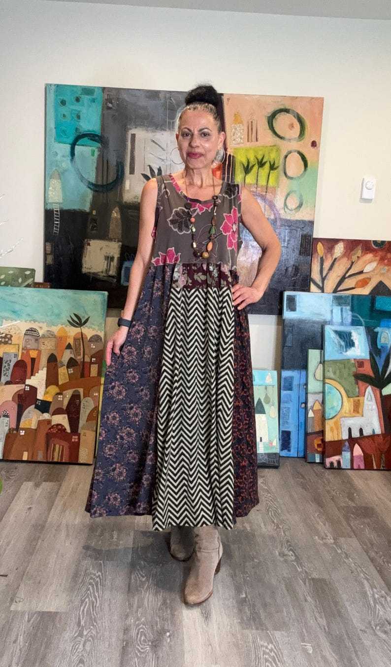 Colorful Sleeveless Patchwork Dress